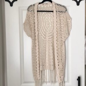 White mid-length cardigan